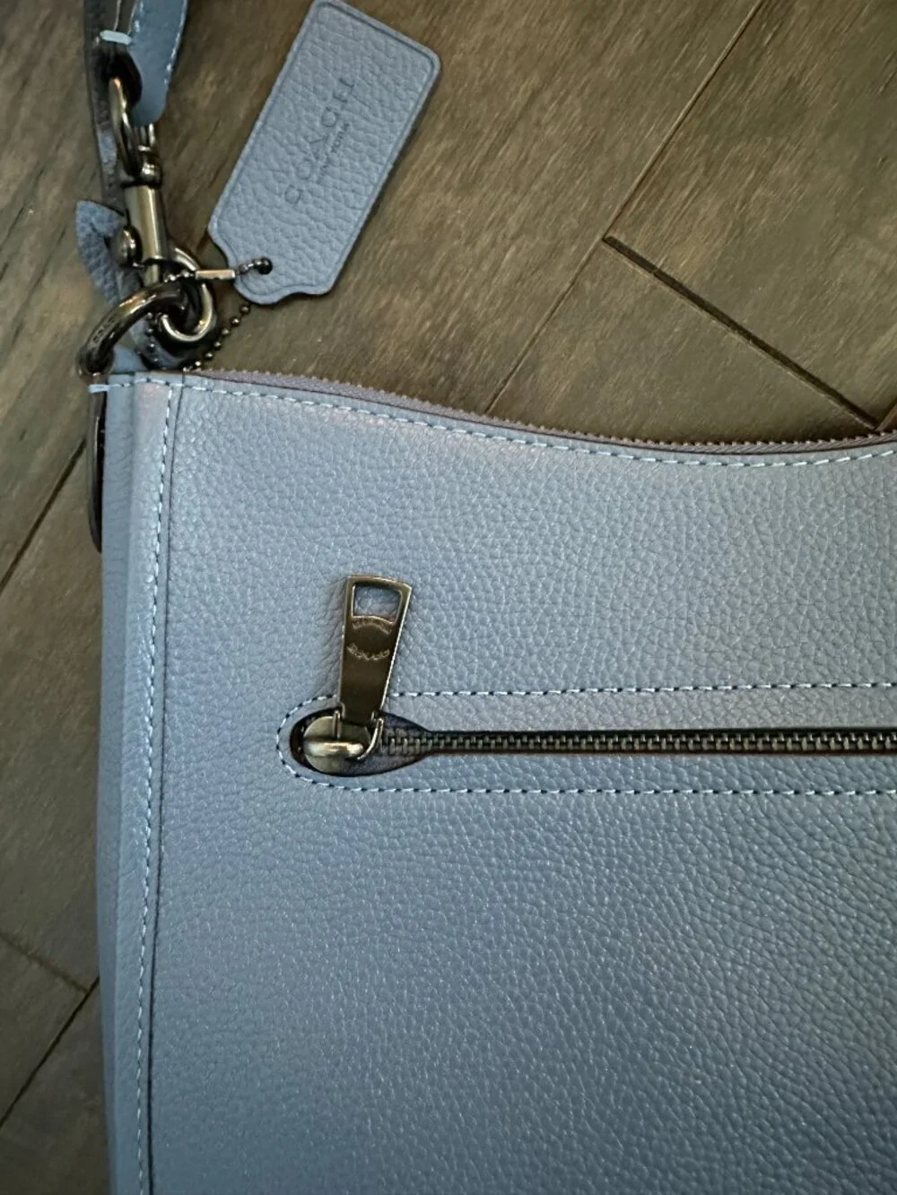 Coach Light Blue Pebbled Leather Chaise Crossbody Bag Style #B2279-C8483